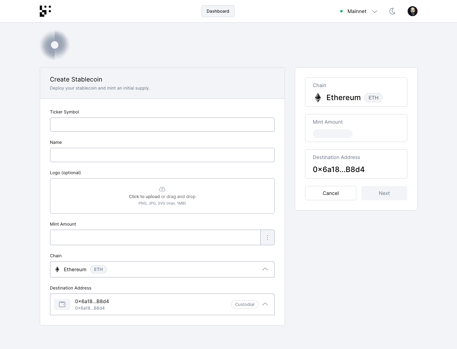 Create stablecoin options